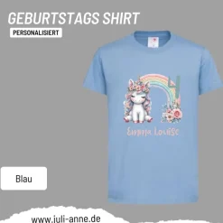 Personalisiertes Shirt GEBURTSTAG Zahl & Name personalisiert Rainbow Unicorn
