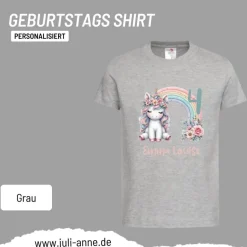 Personalisiertes Shirt GEBURTSTAG Zahl & Name personalisiert Rainbow Unicorn