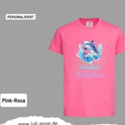 Personalisiertes Shirt SCHULKIND Name personalisiert Aqua Delfin 1