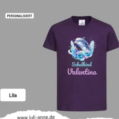 Personalisiertes Shirt SCHULKIND Name personalisiert Aqua Delfin 1