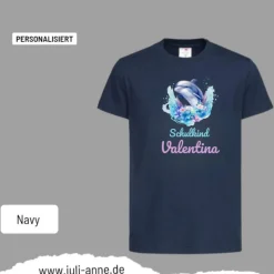 Personalisiertes Shirt SCHULKIND Name personalisiert Aqua Delfin 1