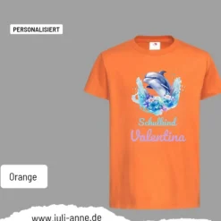 Personalisiertes Shirt SCHULKIND Name personalisiert Aqua Delfin 1