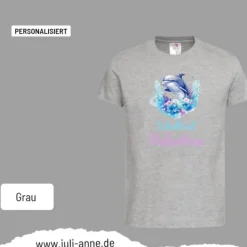 Personalisiertes Shirt SCHULKIND Name personalisiert Aqua Delfin 1