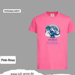 Personalisiertes Shirt SCHULKIND Name personalisiert T-Rex cooles Einhorn auf T-Rex