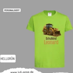 Personalisiertes Shirt SCHULKIND Name personalisiert Bagger BULLDOZER