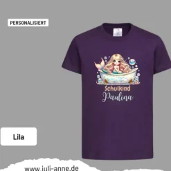 Personalisiertes Shirt SCHULKIND Name personalisiert MERMAID CUTIE 1 Pastell Schildkröten