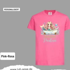 Personalisiertes Shirt SCHULKIND Name personalisiert MERMAID CUTIE 1 Pastell Schildkröten