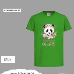 Personalisiertes Shirt SCHULKIND Name personalisiert Panda Blumen