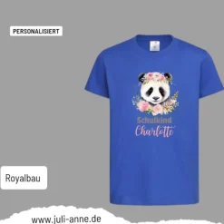 Personalisiertes Shirt SCHULKIND Name personalisiert Panda Blumen