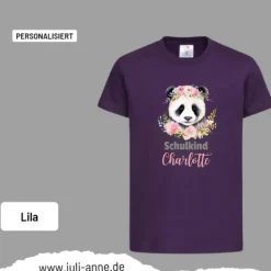 Personalisiertes Shirt SCHULKIND Name personalisiert Panda Blumen