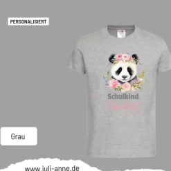 Personalisiertes Shirt SCHULKIND Name personalisiert Panda Blumen