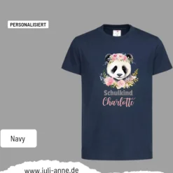 Personalisiertes Shirt SCHULKIND Name personalisiert Panda Blumen