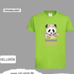 Personalisiertes Shirt SCHULKIND Name personalisiert Panda Blumen