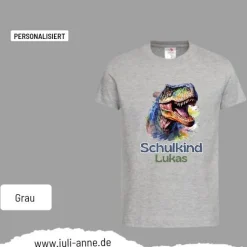 Personalisiertes Shirt SCHULKIND Name personalisiert T-Rex DINO