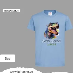 Personalisiertes Shirt SCHULKIND Name personalisiert T-Rex DINO
