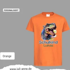 Personalisiertes Shirt SCHULKIND Name personalisiert T-Rex DINO