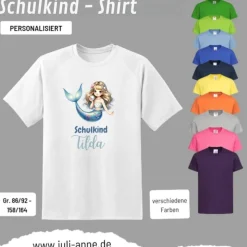 Personalisiertes Shirt SCHULKIND Name personalisiert Mermaid Cutie 12