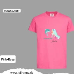 Personalisiertes Shirt SCHULKIND Name personalisiert Meerjungfrau & Delfin