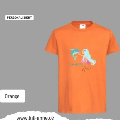 Personalisiertes Shirt SCHULKIND Name personalisiert Meerjungfrau & Delfin