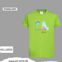 Personalisiertes Shirt SCHULKIND Name personalisiert Meerjungfrau & Delfin