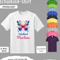 Personalisiertes Shirt SCHULKIND Name personalisiert Bagger Lovely Butterfly 2
