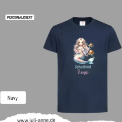 Personalisiertes Shirt SCHULKIND Name personalisiert MERMAID CUTIE 1 Pastell Schildkröten