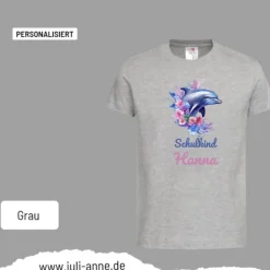 Personalisiertes Shirt SCHULKIND Name personalisiert Aqua Delfin 2
