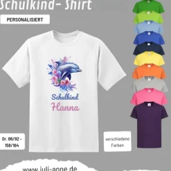 Personalisiertes Shirt SCHULKIND Name personalisiert Aqua Delfin 2