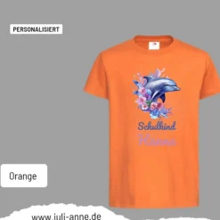 Personalisiertes Shirt SCHULKIND Name personalisiert Aqua Delfin 2