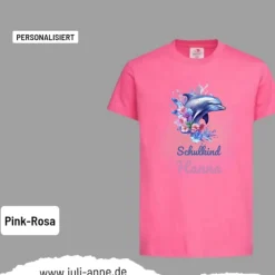 Personalisiertes Shirt SCHULKIND Name personalisiert Aqua Delfin 2