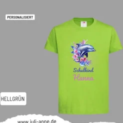 Personalisiertes Shirt SCHULKIND Name personalisiert Aqua Delfin 2