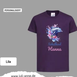 Personalisiertes Shirt SCHULKIND Name personalisiert Aqua Delfin 2