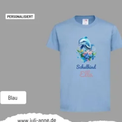 Personalisiertes Shirt SCHULKIND Name personalisiert Bagger AQUA DELFIN 4