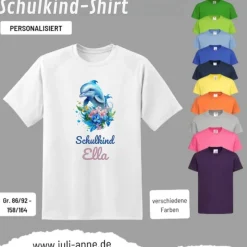 Personalisiertes Shirt SCHULKIND Name personalisiert Bagger AQUA DELFIN 4