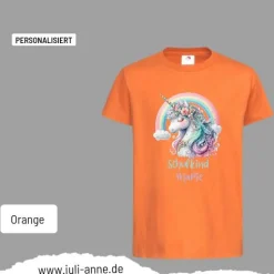 Personalisiertes Shirt SCHULKIND Name personalisiert Regenbogen Einhorn
