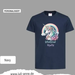 Personalisiertes Shirt SCHULKIND Name personalisiert Regenbogen Einhorn