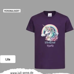 Personalisiertes Shirt SCHULKIND Name personalisiert Regenbogen Einhorn