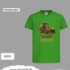 Personalisiertes Shirt SCHULKIND Name personalisiert Bagger BULLDOZER