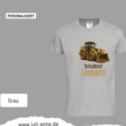 Personalisiertes Shirt SCHULKIND Name personalisiert Bagger BULLDOZER