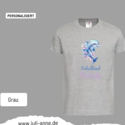 Personalisiertes Shirt SCHULKIND Name personalisiert Aqua Delfin 3