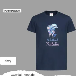 Personalisiertes Shirt SCHULKIND Name personalisiert Aqua Delfin 3
