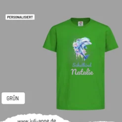Personalisiertes Shirt SCHULKIND Name personalisiert Aqua Delfin 3