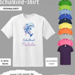 Personalisiertes Shirt SCHULKIND Name personalisiert Aqua Delfin 3