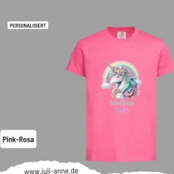 Personalisiertes Shirt SCHULKIND Name personalisiert Regenbogen Einhorn