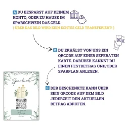 Personalisiertes Sparbuch mit QR-Code. Das perfekte Geschenk zur Taufe | Taufkerze