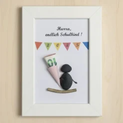 Personalisiertes Steinbild zur Einschulung – Geldgeschenk & Unikat | STB-52