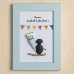 Personalisiertes Steinbild zur Einschulung – Geldgeschenk & Unikat | STB-52