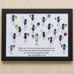 Personalisiertes Steinbild als Dankeschön – Handgefertigtes Gruppenbild für bis zu 20 Personen, STB-40