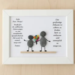 Personalisiertes Steinbild mit Trockenblumen als Geschenk zum Lehrerabschied – Unikat STB-55