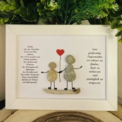 Personalisiertes Steinbild mit Trockenblumen als Geschenk zum Lehrerabschied – Unikat STB-55